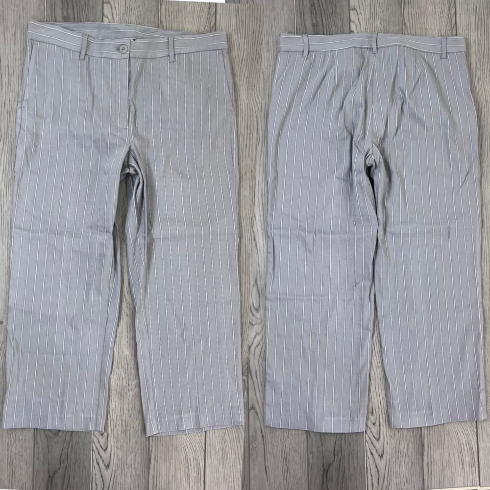 J Jill Women Strip Linen Stretch Straight Leg High Rise Ankle Pant NEW Trouser